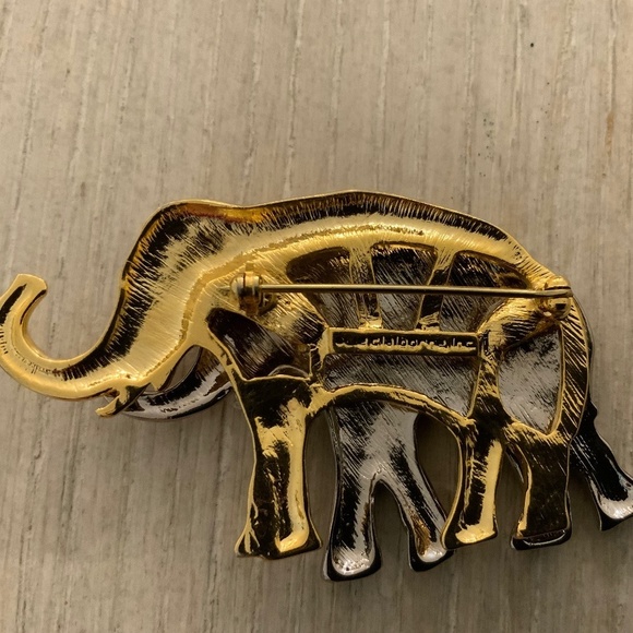 Vintage Liz Claiborne Two Elephant Brooch - Picture 2 of 2